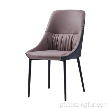 Cadeira de jantar com empilhamento em tecido bege moderno marrom de alumínio tubular imitado de madeira estofada com almofada macia